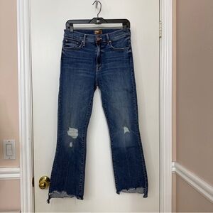 Mother The Insider Crop Step Chew Jeans Dancing On Coals wash Mid Rise Size 29